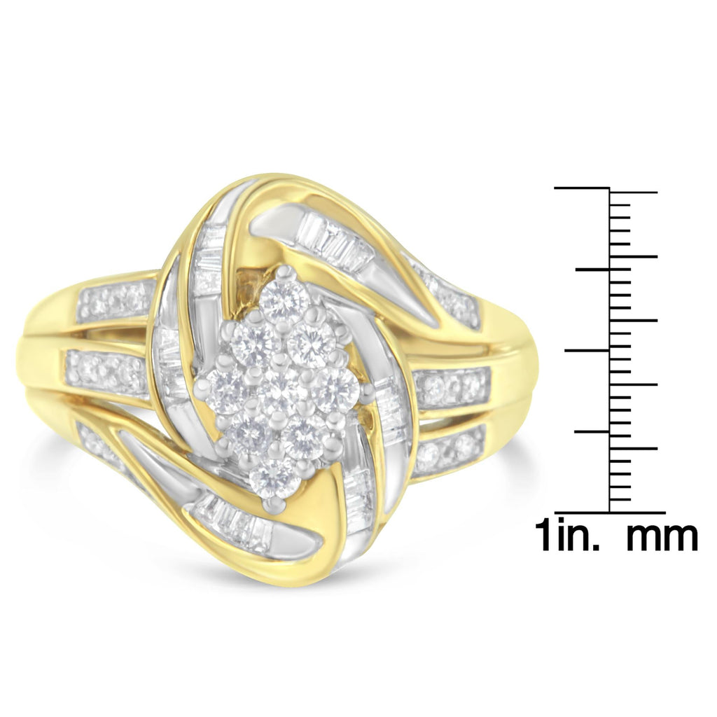 10KT Yellow Gold Diamond Cocktail Ring (1/2 cttw, H-I Color, SI2-I1 Clarity