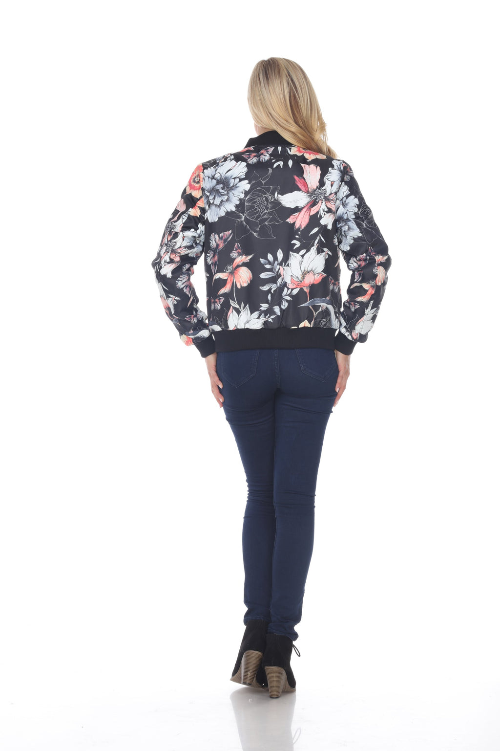 White Mark Women's Floral Bomber Jacket