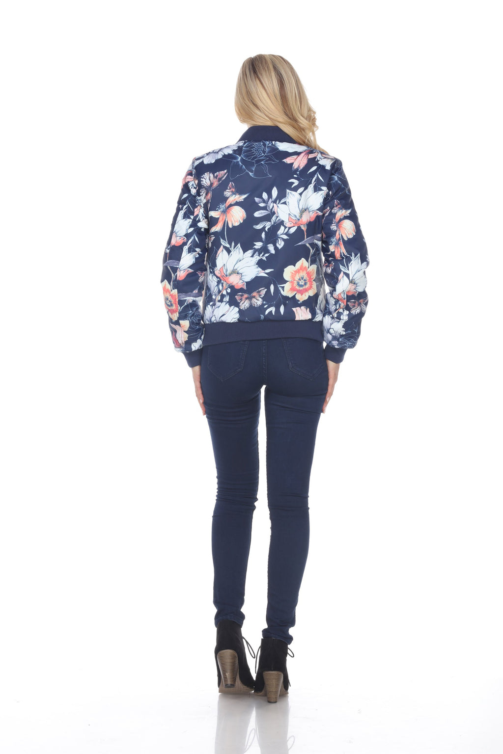 White Mark Women's Floral Bomber Jacket