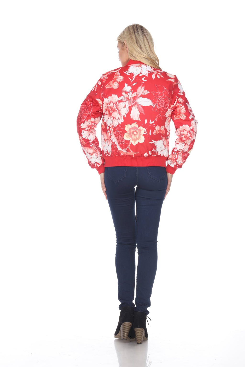 White Mark Women's Floral Bomber Jacket