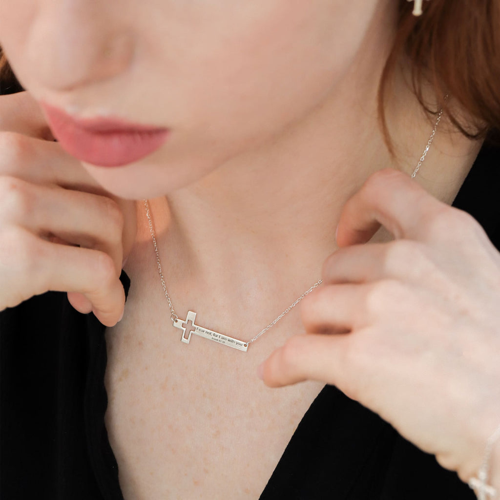 The Saphira Sideways Cross Necklace