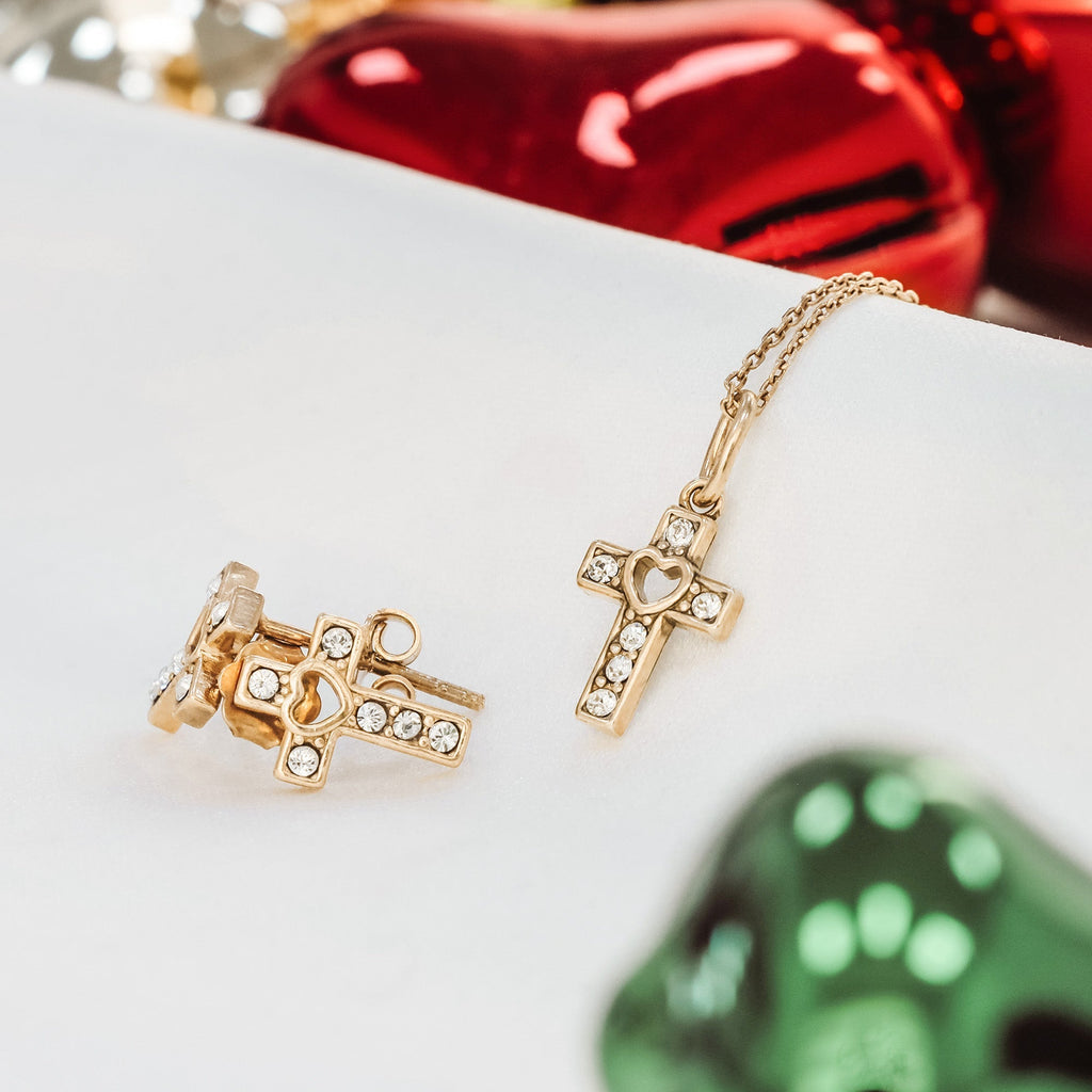 The Sweetheart Crystal Cross Earrings