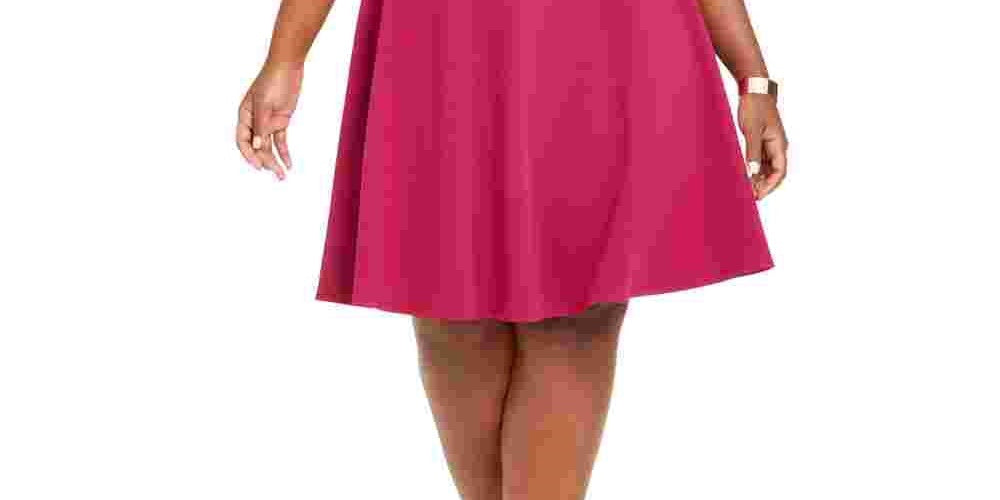 B Darlin Women's Trendy Plus Size Bow-Back Skater Dress Dark Purple Size 14
