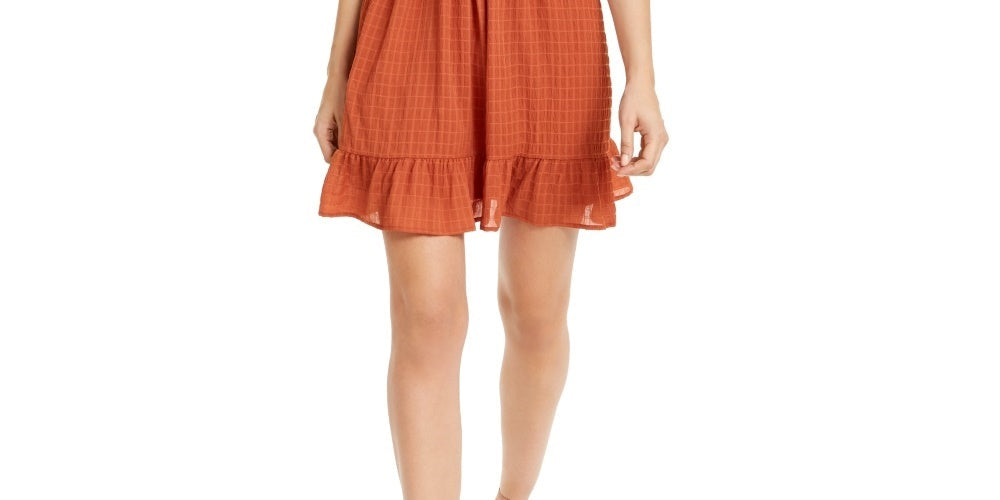 Leyden Women's Puff Sleeve Belted Mini Dress Brown Size X-Small