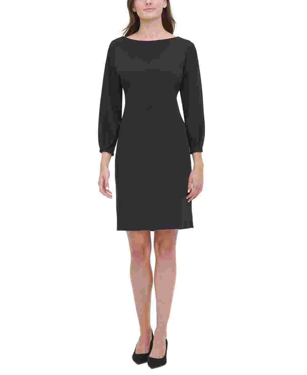 Tommy Hilfiger Women's Balloon Sleeve Scuba Sheath Dress Black Size 6