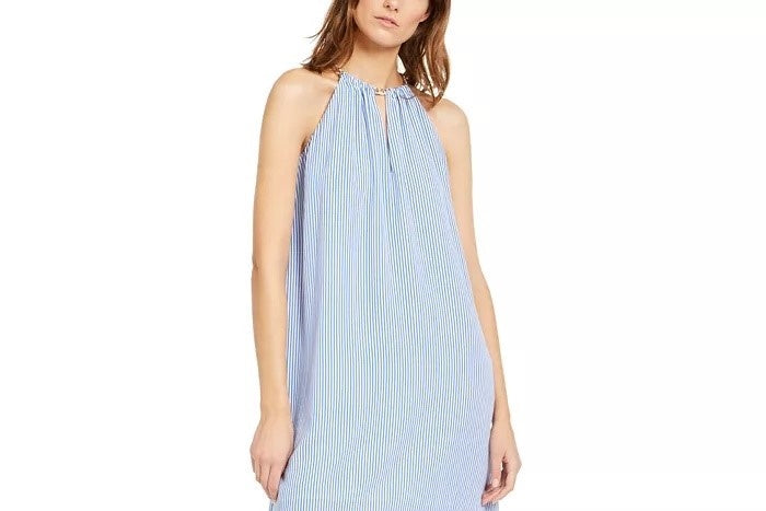Michael Kors Women's Striped High-Low Dress White Size Large