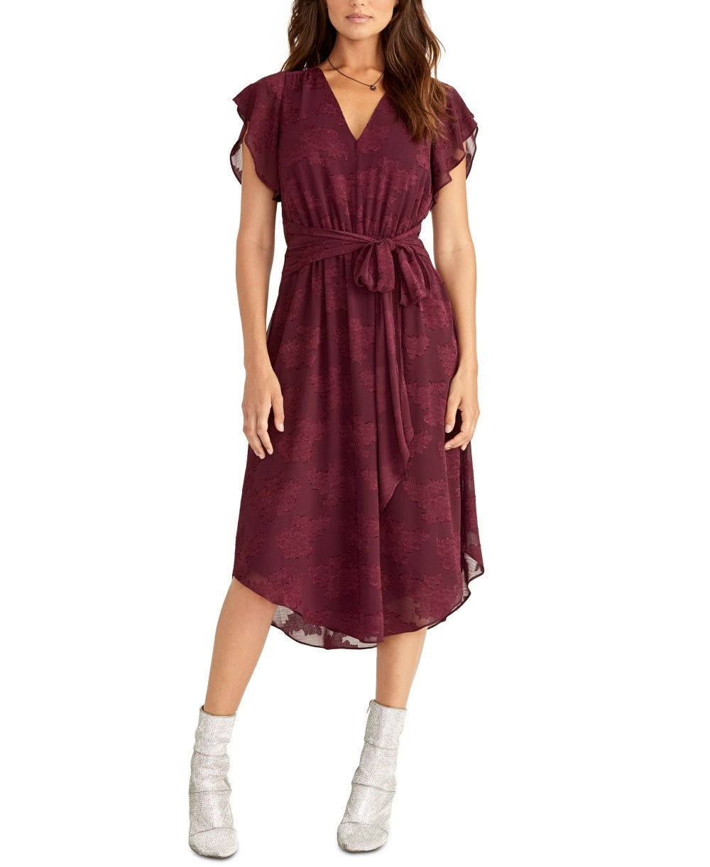 Rachel Roy Women's Belted Lace Dress Aubergine Size Small
