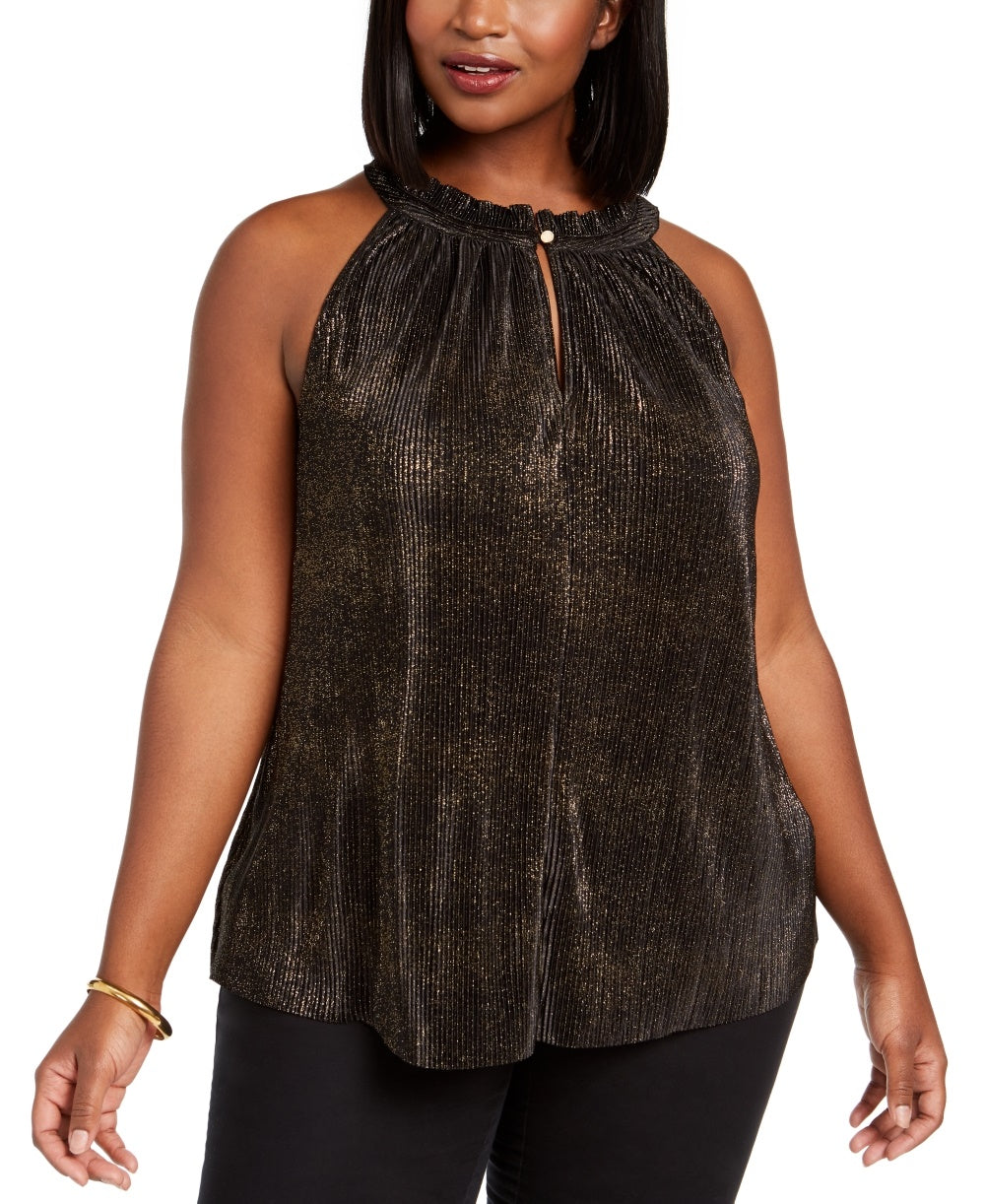 Rachel Roy Women's Andy Metallic Halter Tank Top Black Size 0x
