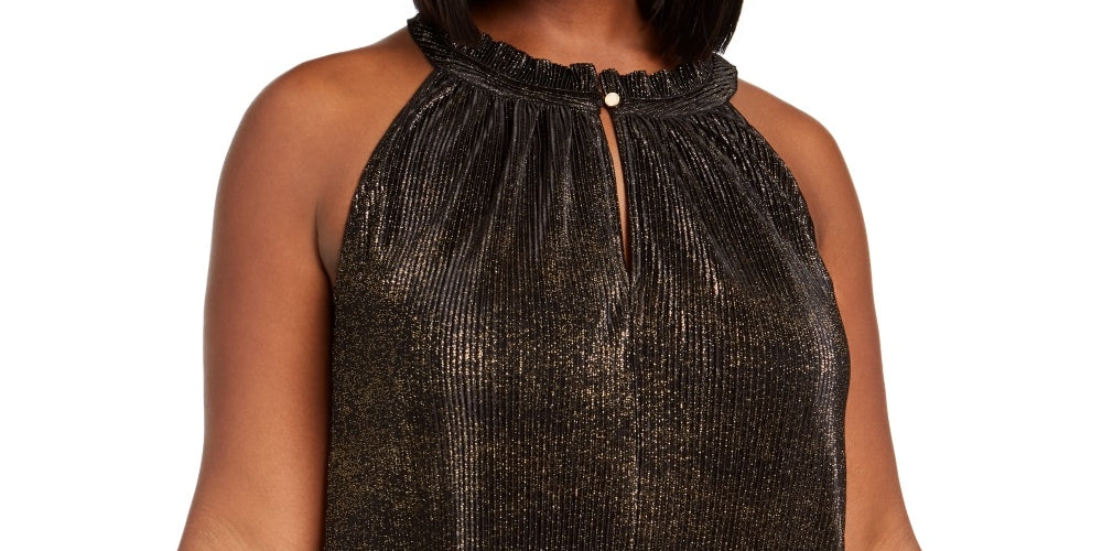 Rachel Roy Women's Andy Metallic Halter Tank Top Black Size 0x