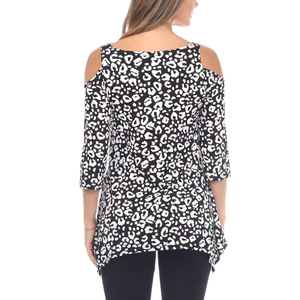 Maternity Leopard Cold Shoulder Tunic Top - Plus