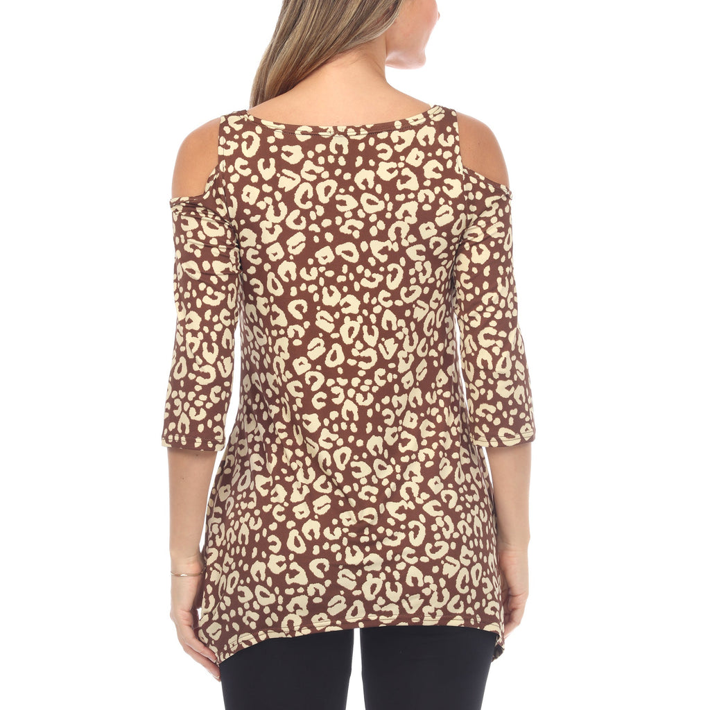 Maternity Leopard Cold Shoulder Tunic Top - Plus