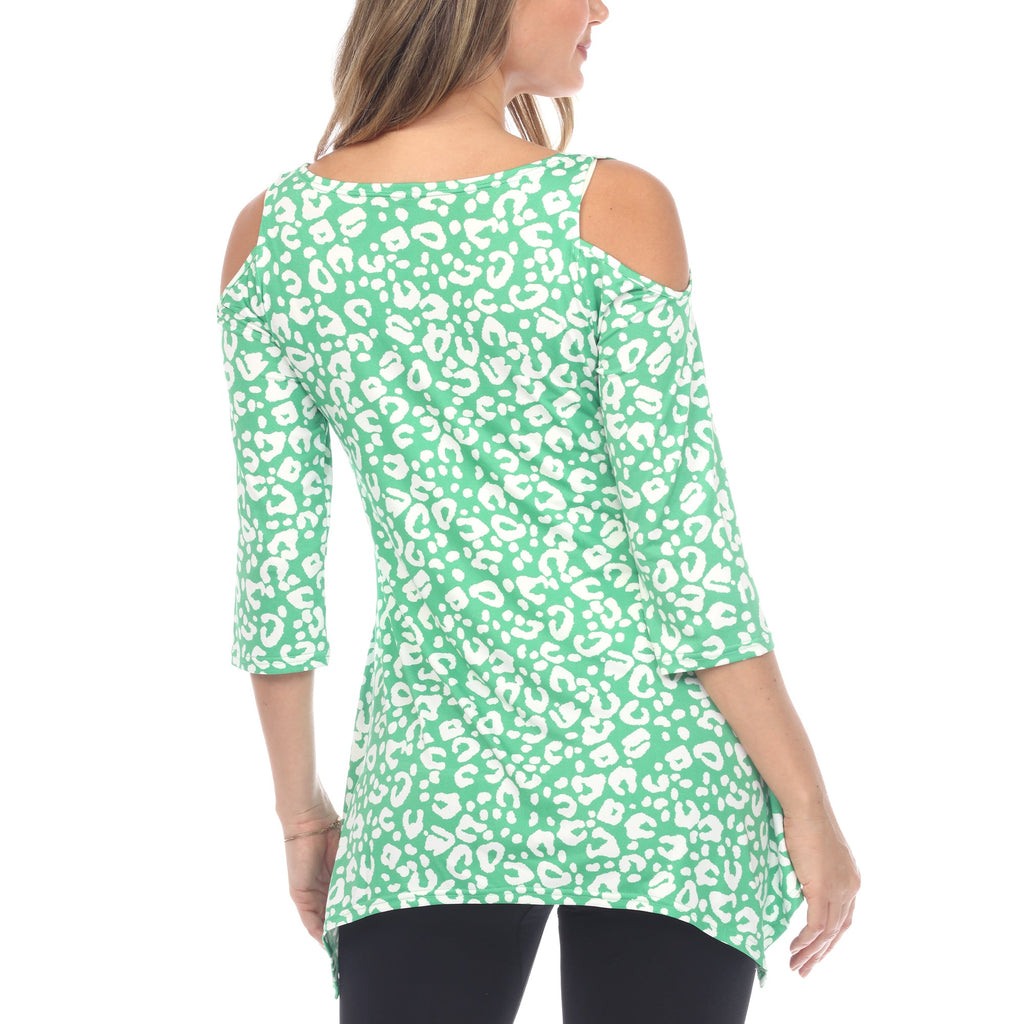 Maternity Leopard Cold Shoulder Tunic Top - Plus