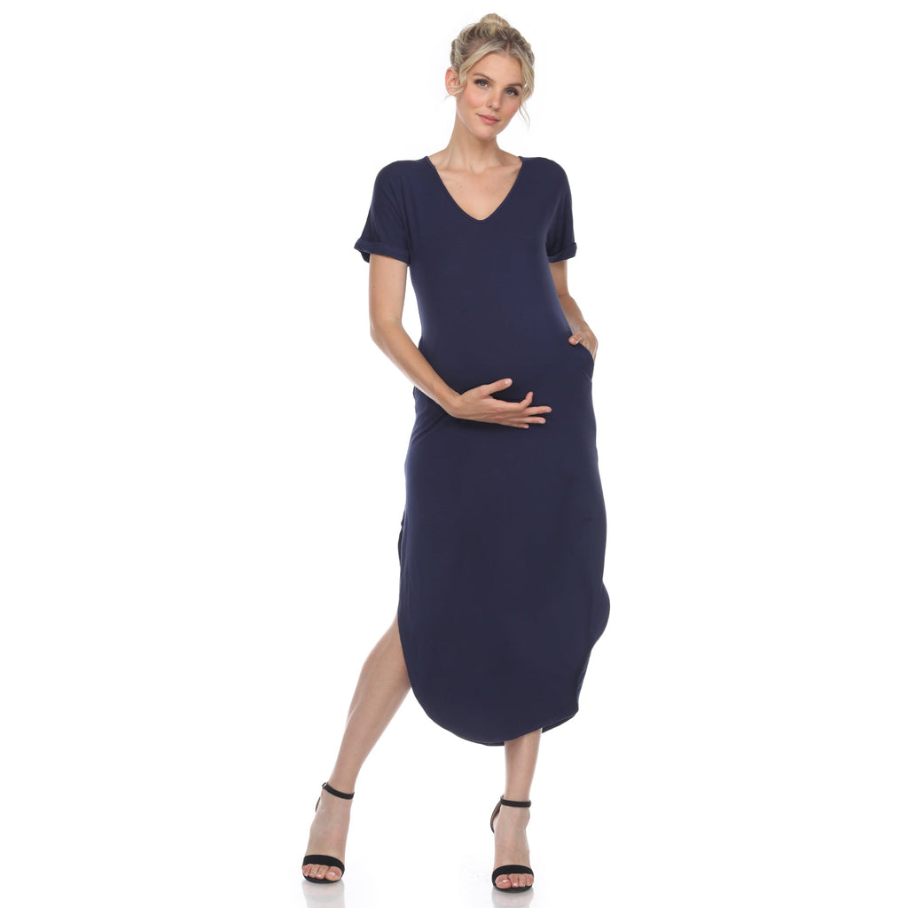 Maternity V-neck Maxi Dress - Plus