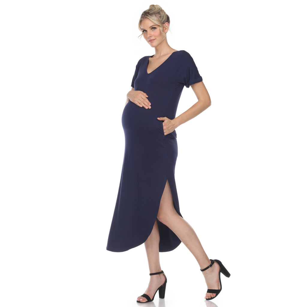 Maternity V-neck Maxi Dress - Plus