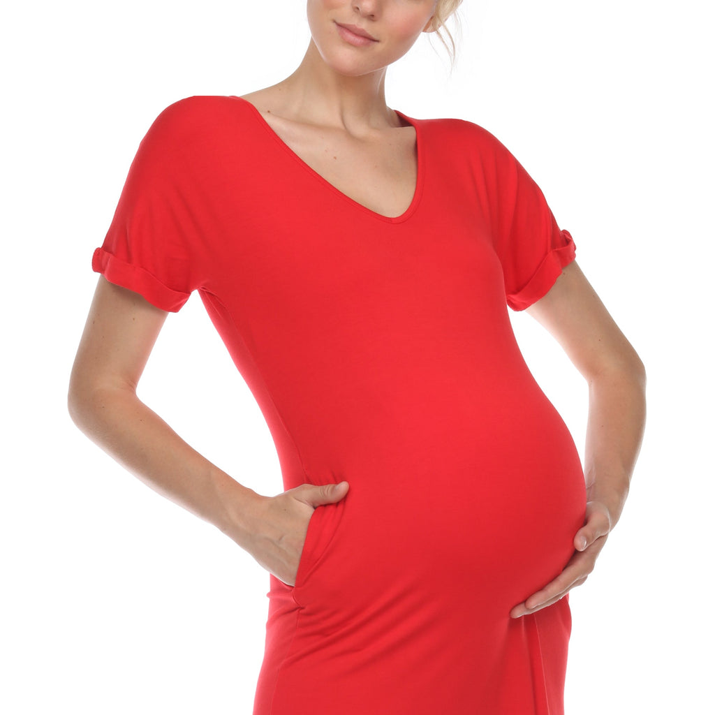 Maternity V-neck Maxi Dress - Plus