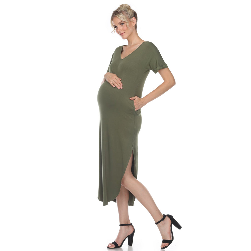 Maternity V-neck Maxi Dress - Plus