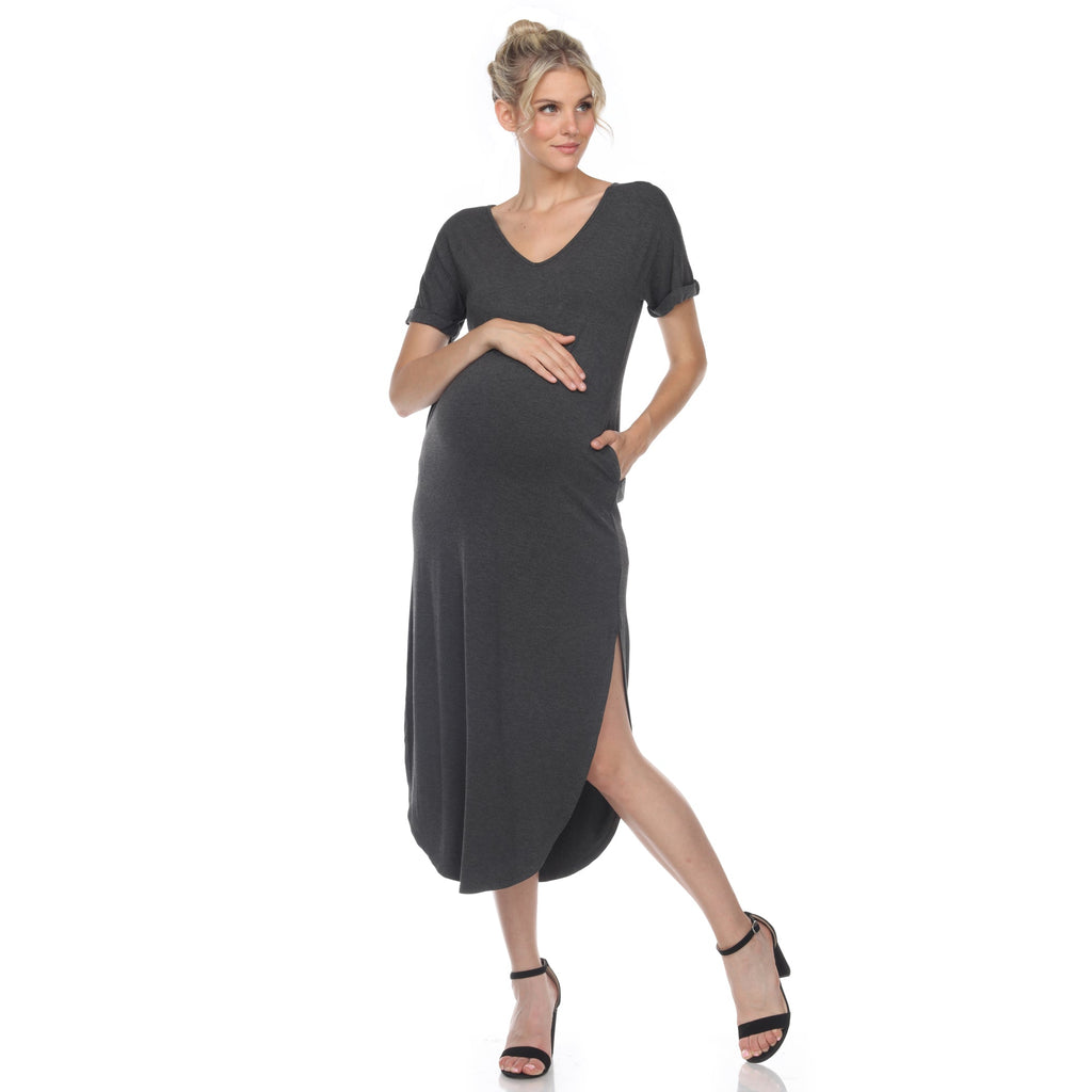 Maternity V-neck Maxi Dress - Plus