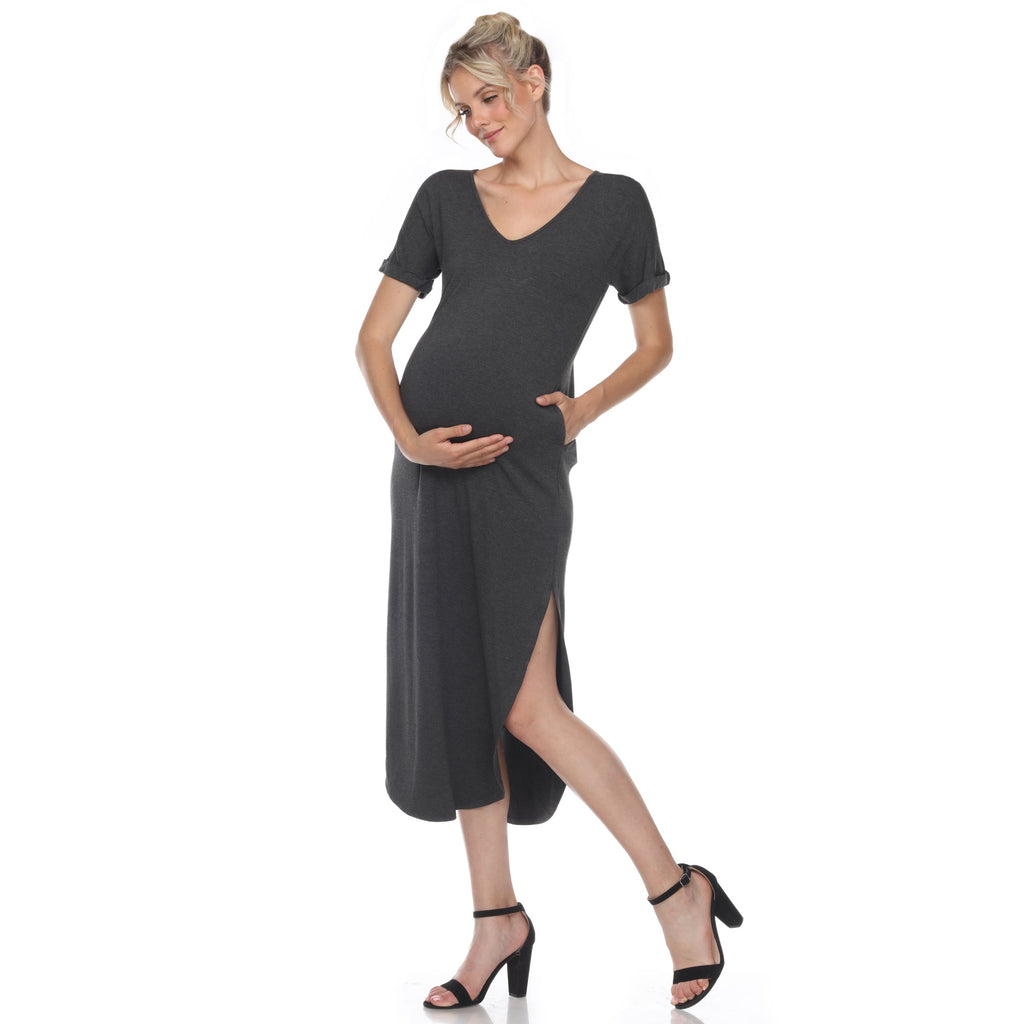 Maternity V-neck Maxi Dress - Plus