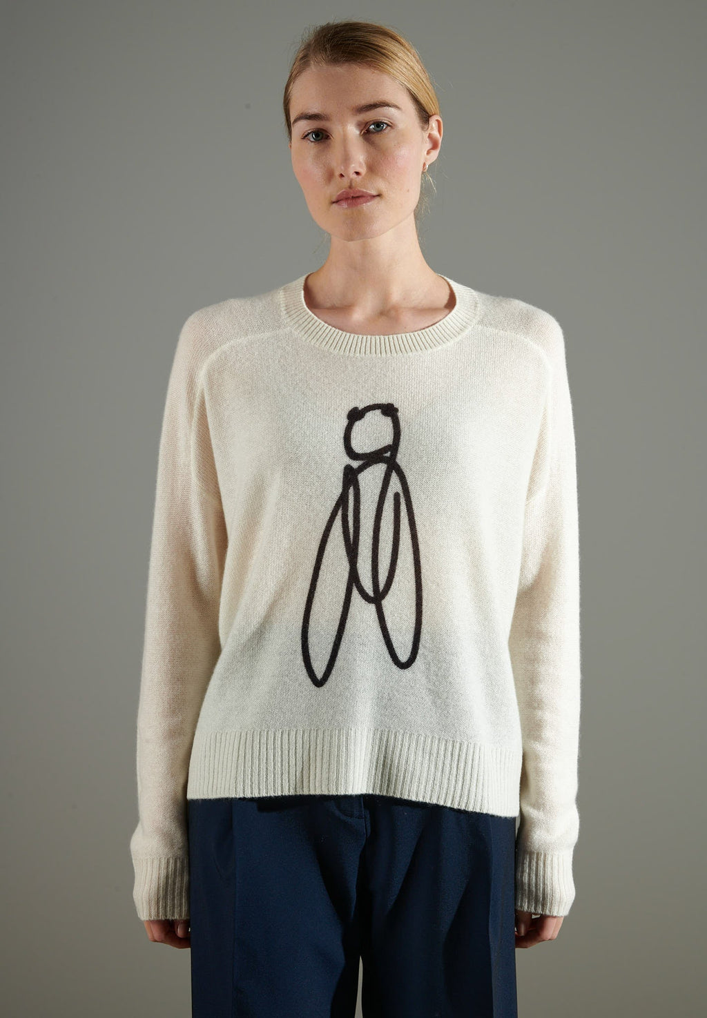 NAMI 19 Round-neck cashmere sweater CIGALE 2 ecru white