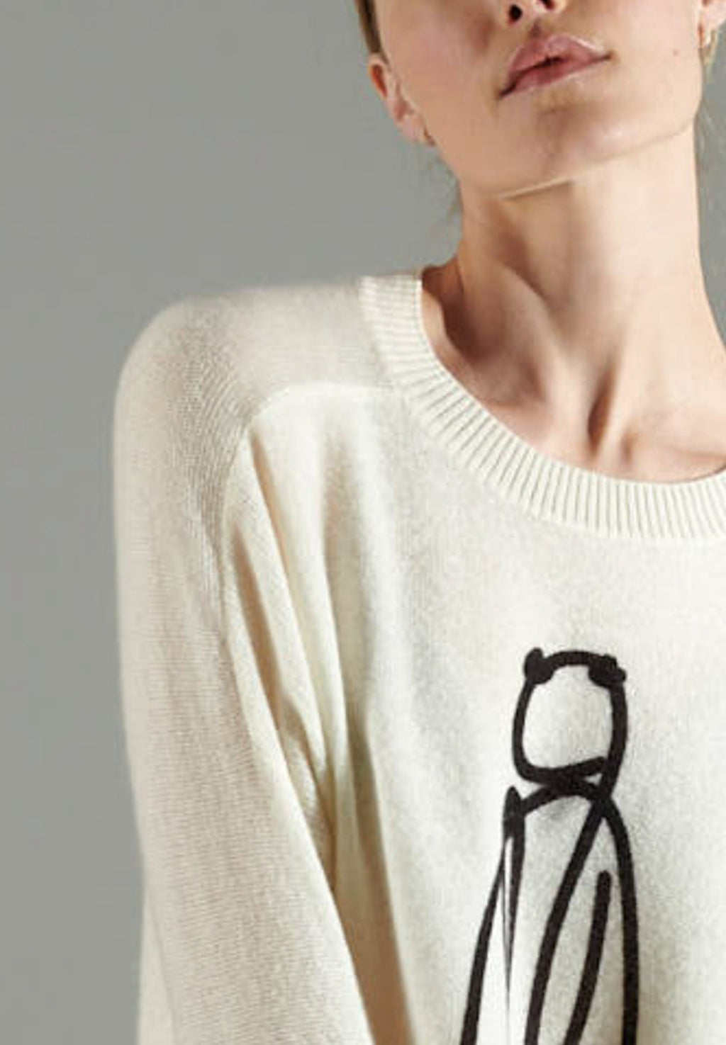 NAMI 19 Round-neck cashmere sweater CIGALE 2 ecru white