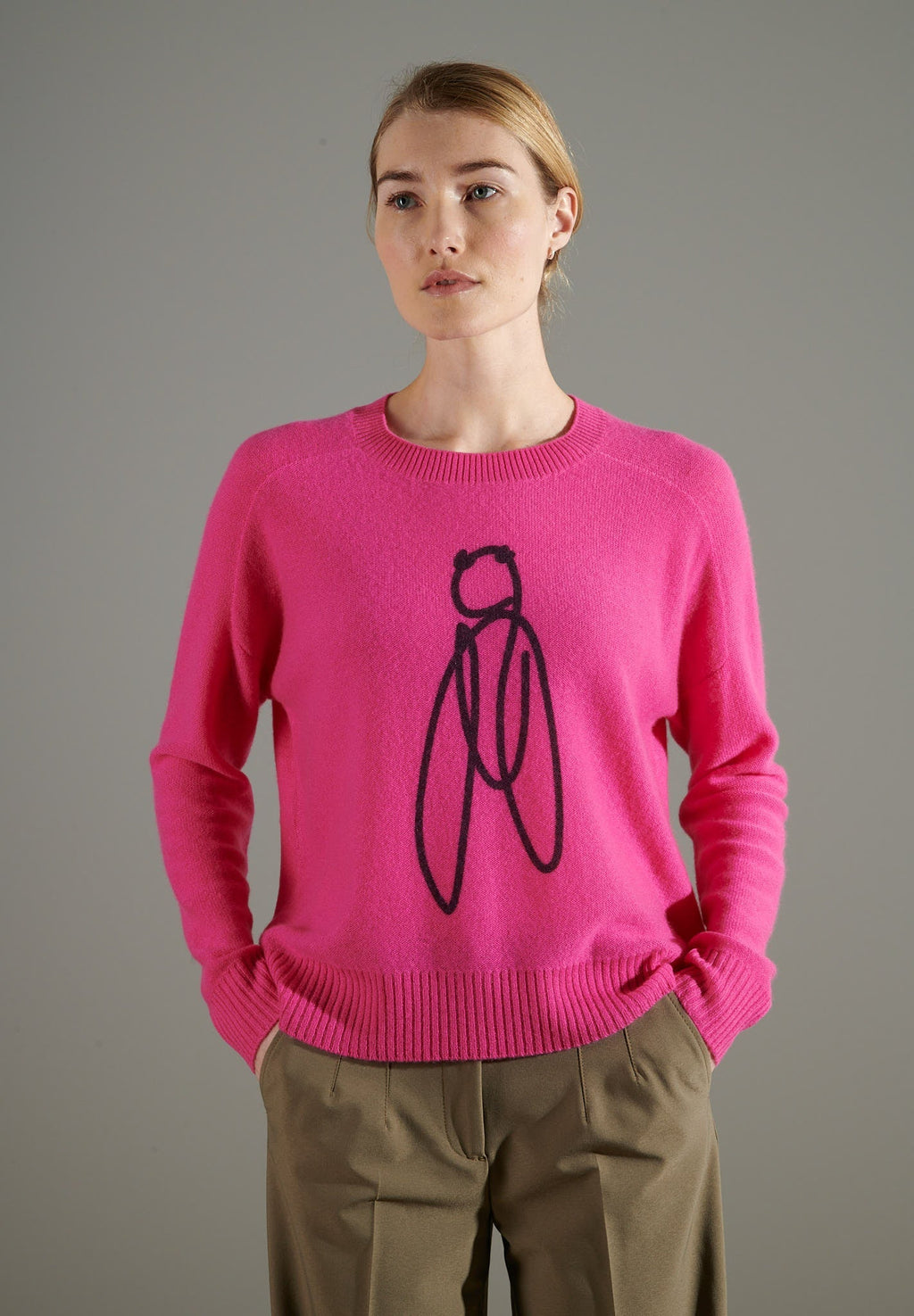 NAMI 19 Round-neck cashmere sweater CIGALE 2 Indian pink