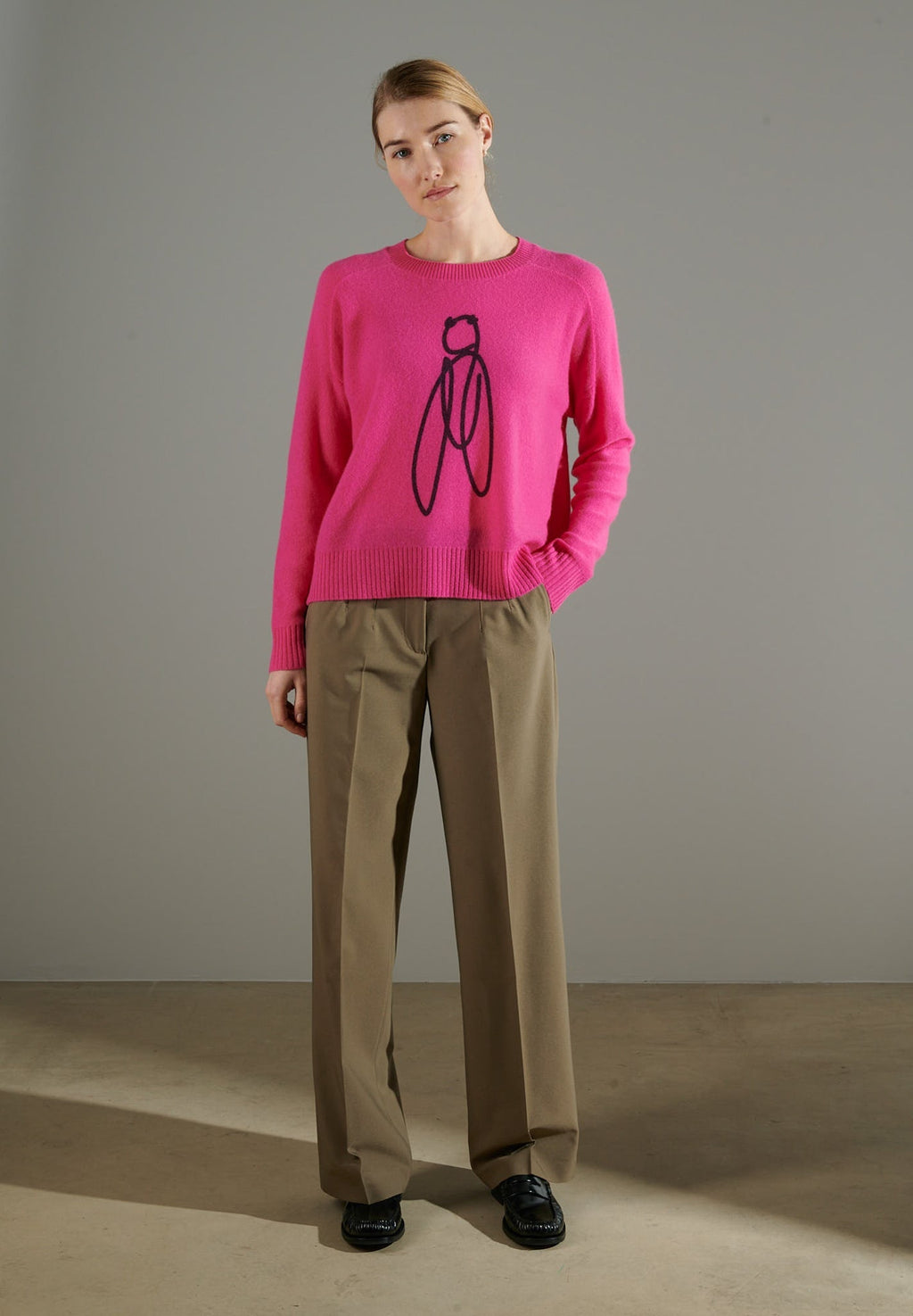 NAMI 19 Round-neck cashmere sweater CIGALE 2 Indian pink