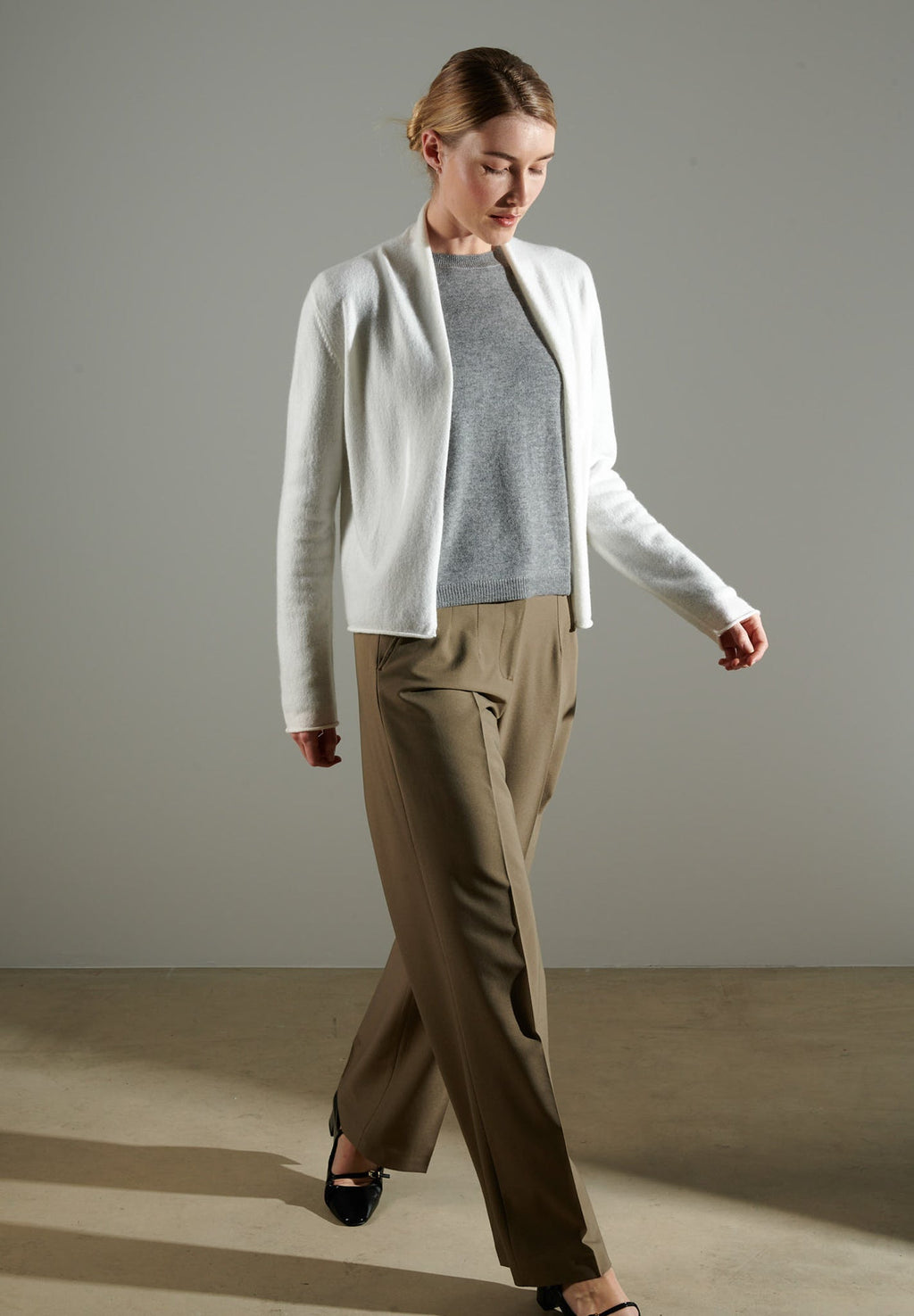 NAMI 2 Cashmere shawl-collar cardigan ecru white