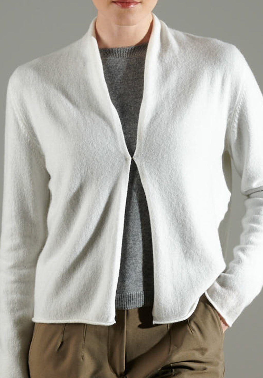 NAMI 2 Cashmere shawl-collar cardigan ecru white