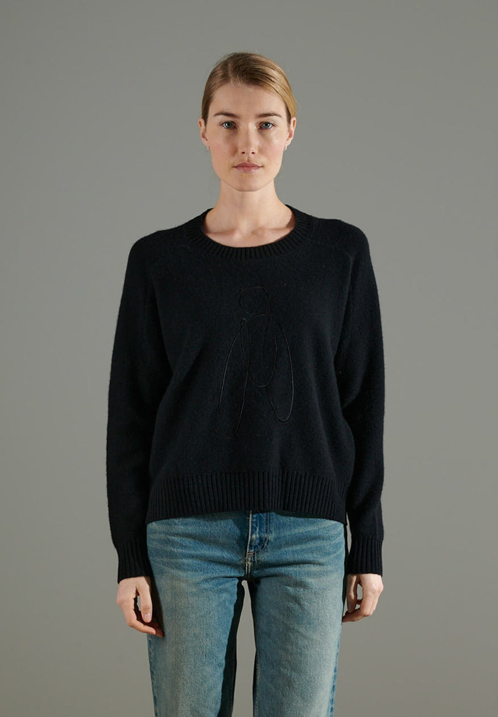 NAMI 21 4-thread cashmere embroidered round-neck sweater CIGALE 3 black