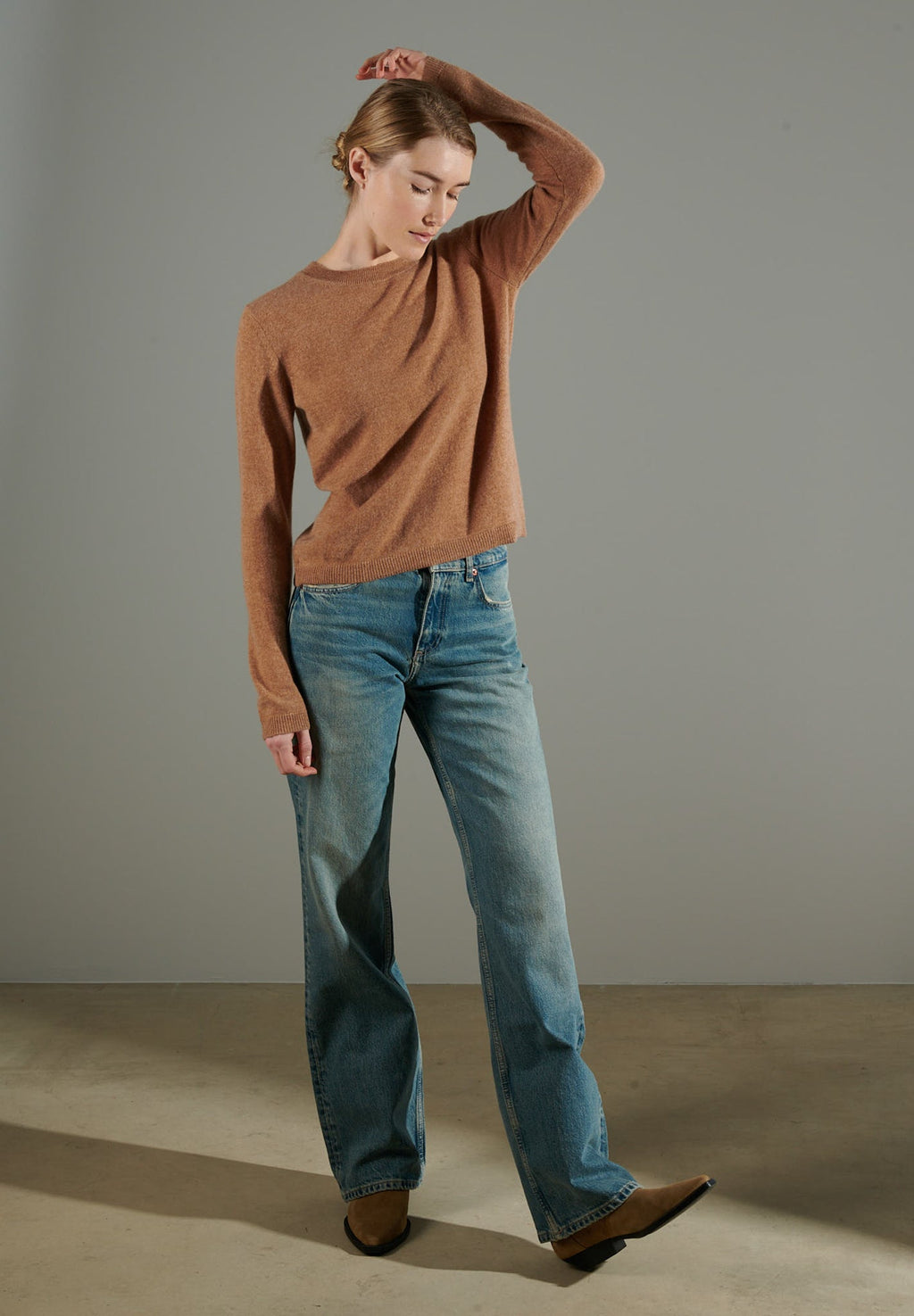 NAMI 4 Round-neck cashmere sweater camel