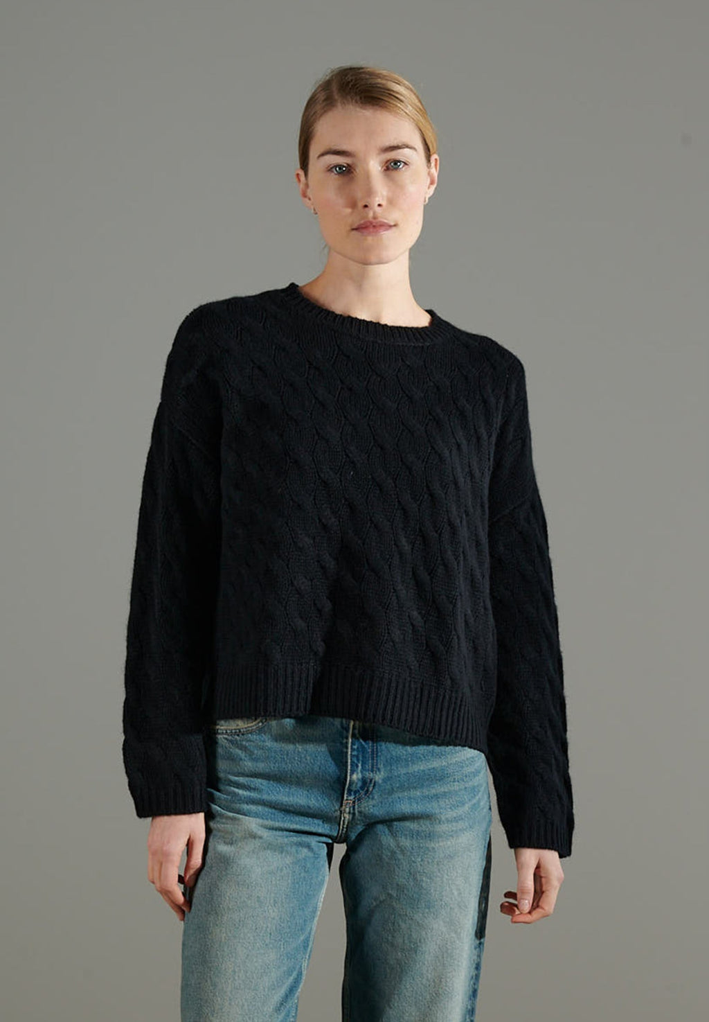 NAMI 5 10-thread cashmere twisted round-neck sweater, black