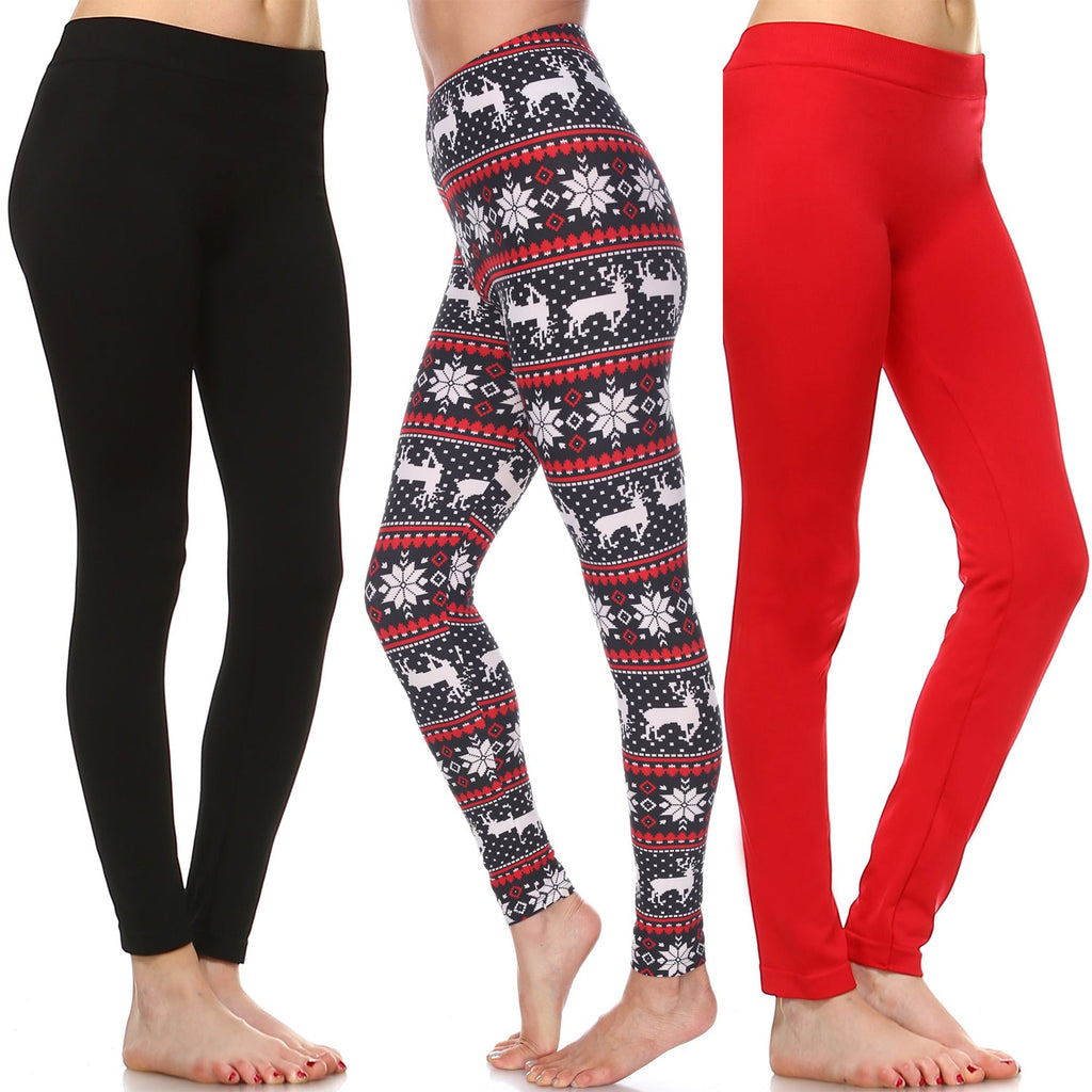 Mid Rise Pack of 3 Leggings (3 Color Asst Available)