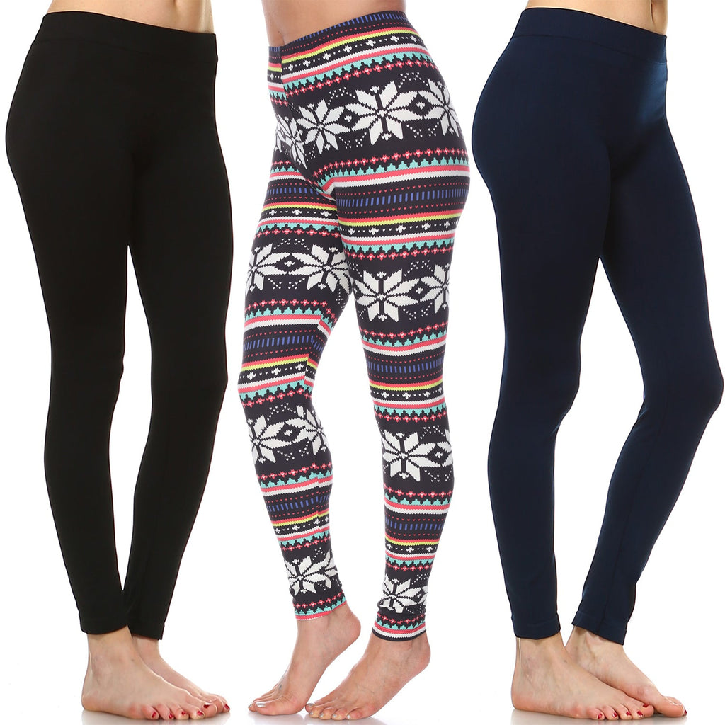 Mid Rise Pack of 3 Leggings (3 Color Asst Available)