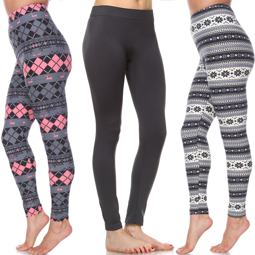 Mid Rise Pack of 3 Leggings (3 Color Asst Available)