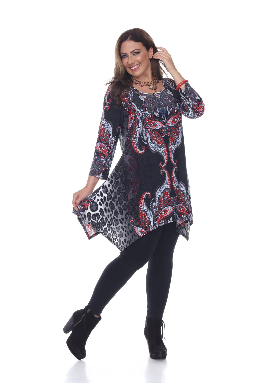 White Mark Women's Marlene Tunic Top - Plus (5 Colors Available)