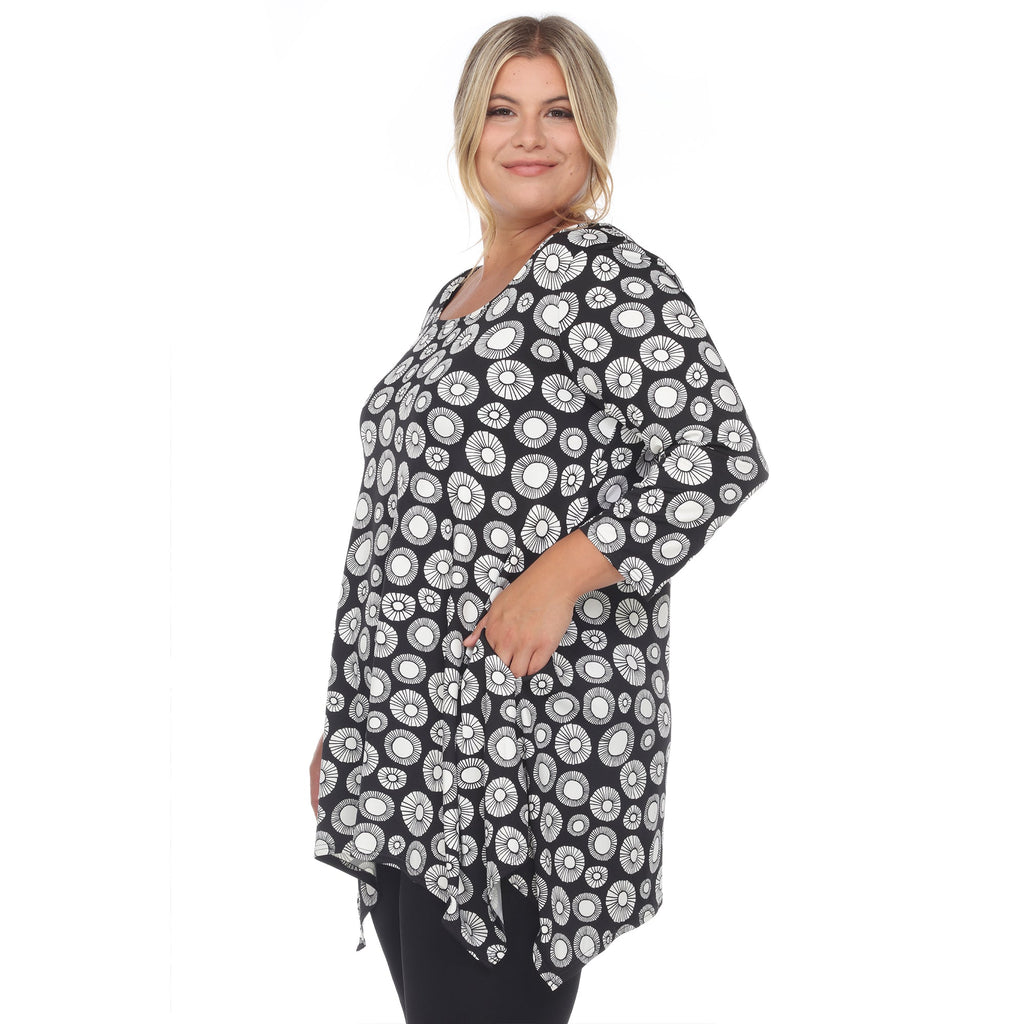 White Mark Women's Printed Geometric Circle Tunic Top - Plus (4 Colors Available)