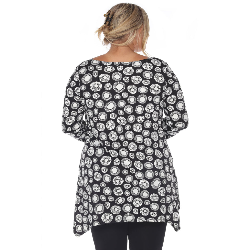 White Mark Women's Printed Geometric Circle Tunic Top - Plus (4 Colors Available)