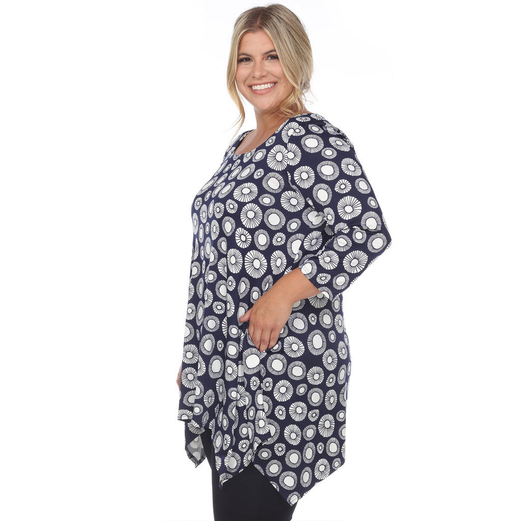 White Mark Women's Printed Geometric Circle Tunic Top - Plus (4 Colors Available)