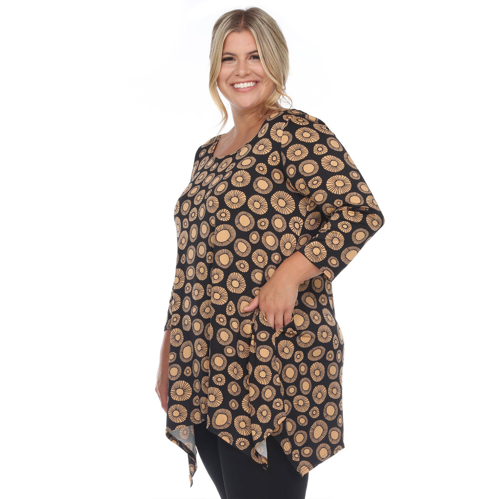 White Mark Women's Printed Geometric Circle Tunic Top - Plus (4 Colors Available)
