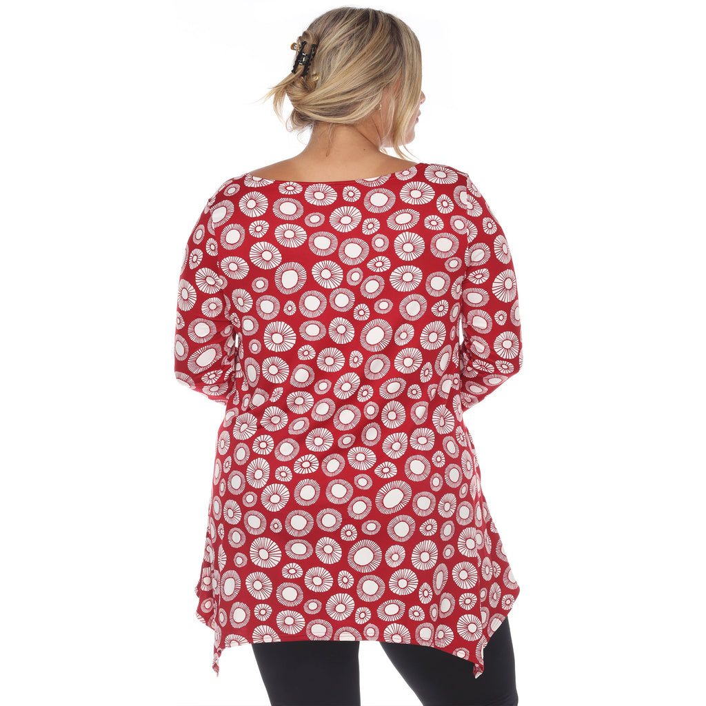 White Mark Women's Printed Geometric Circle Tunic Top - Plus (4 Colors Available)