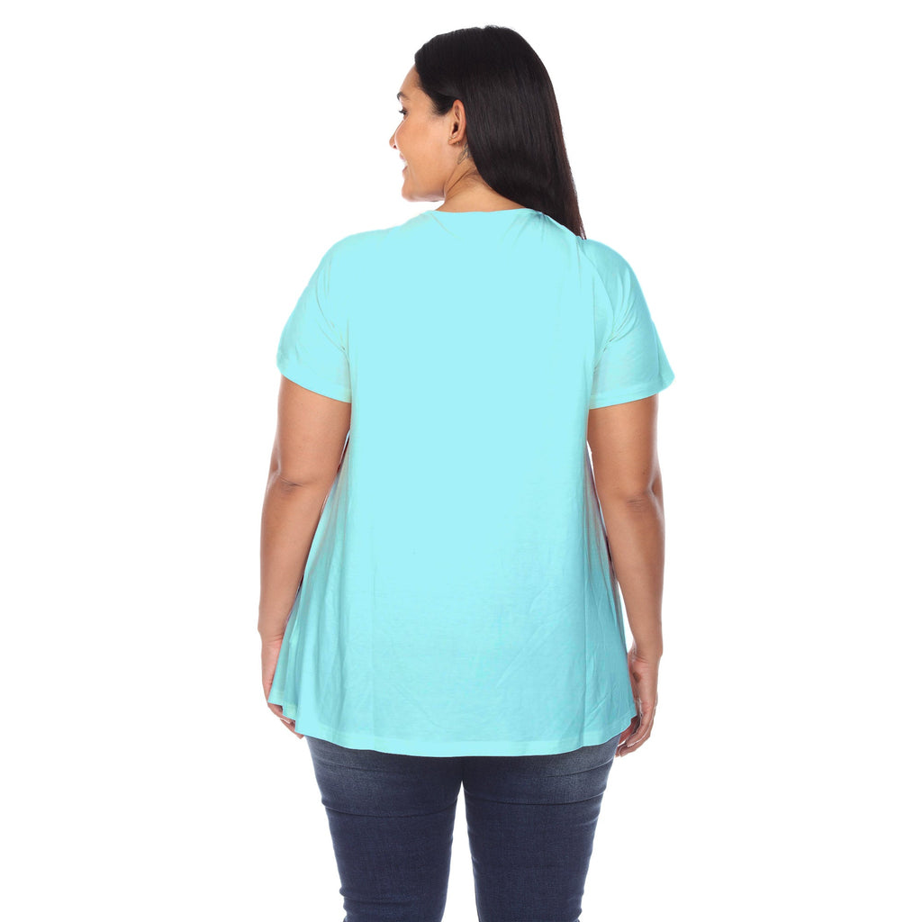 White Mark Women's Crisscross Cutout Short Sleeve Top - Plus (8 Colors Available)