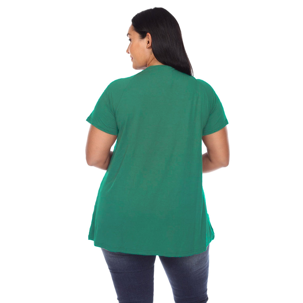White Mark Women's Crisscross Cutout Short Sleeve Top - Plus (8 Colors Available)