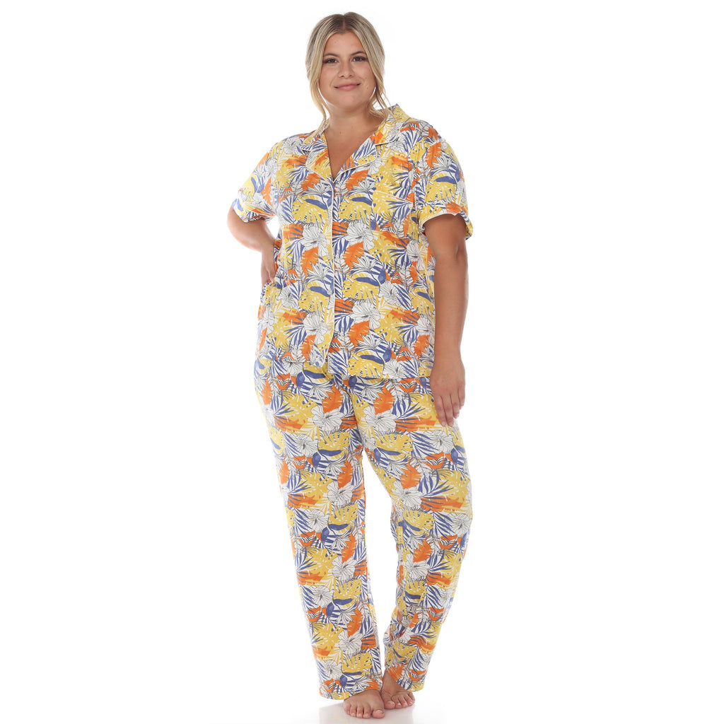 Tropical Print Pajama Set - Plus