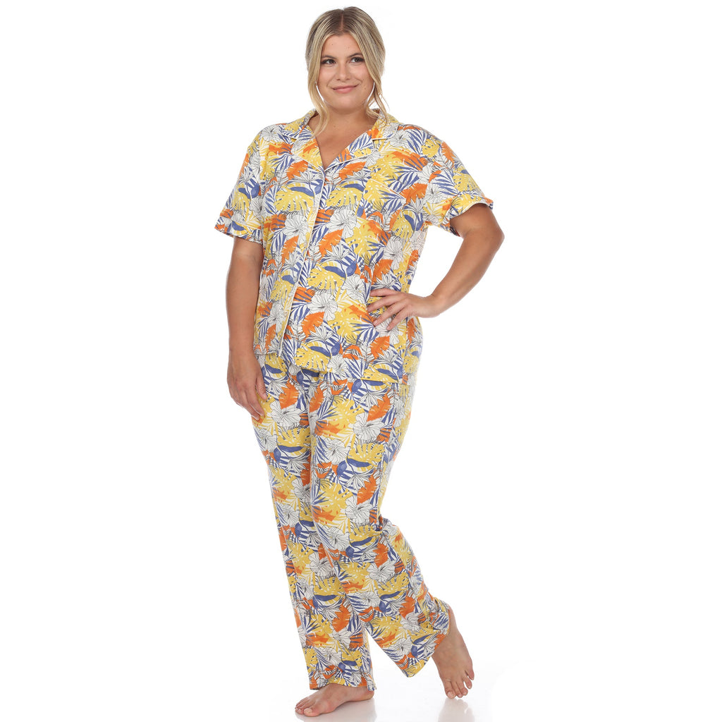 Tropical Print Pajama Set - Plus