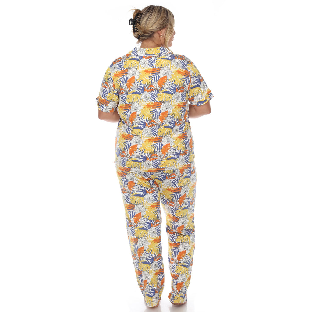 Tropical Print Pajama Set - Plus