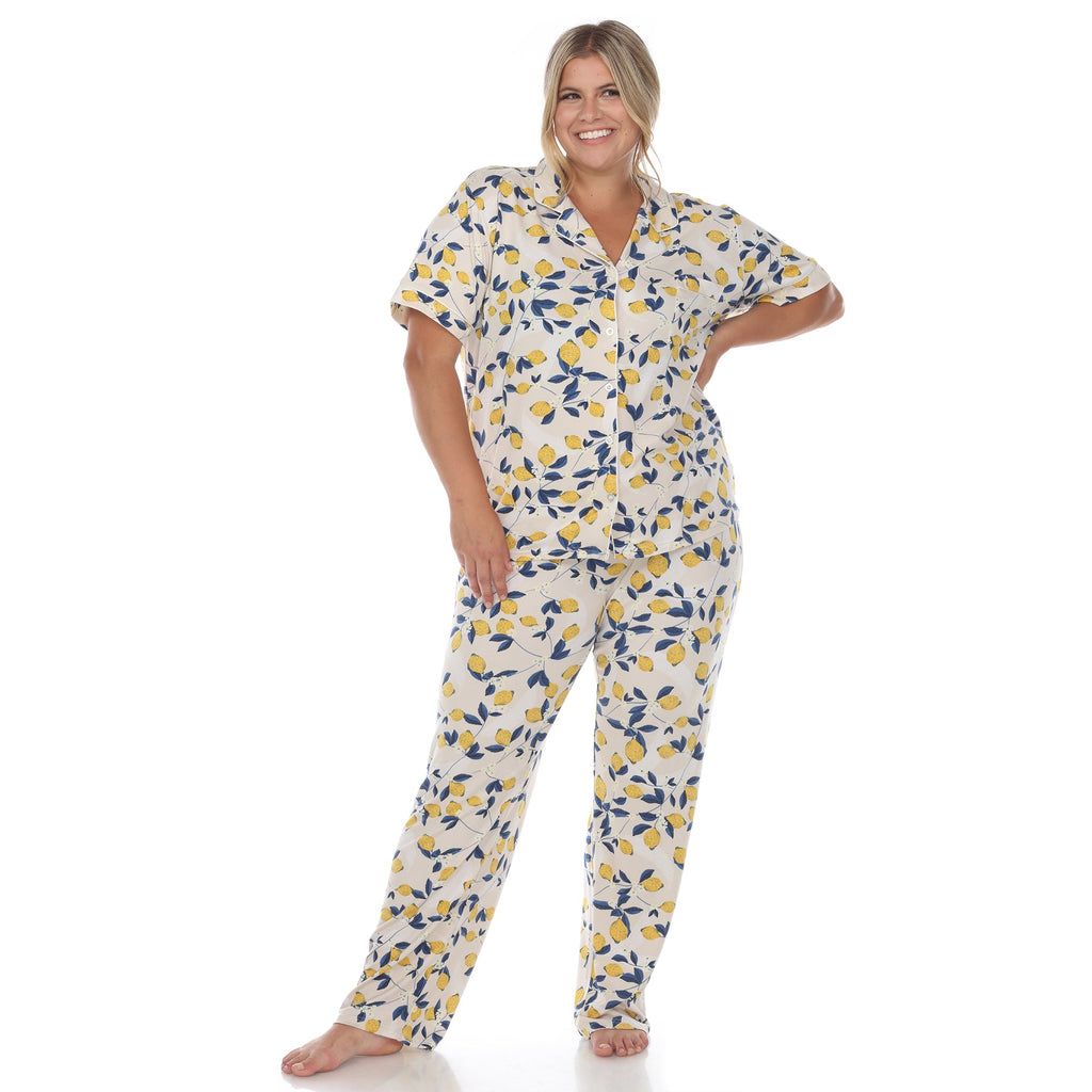 Tropical Print Pajama Set - Plus