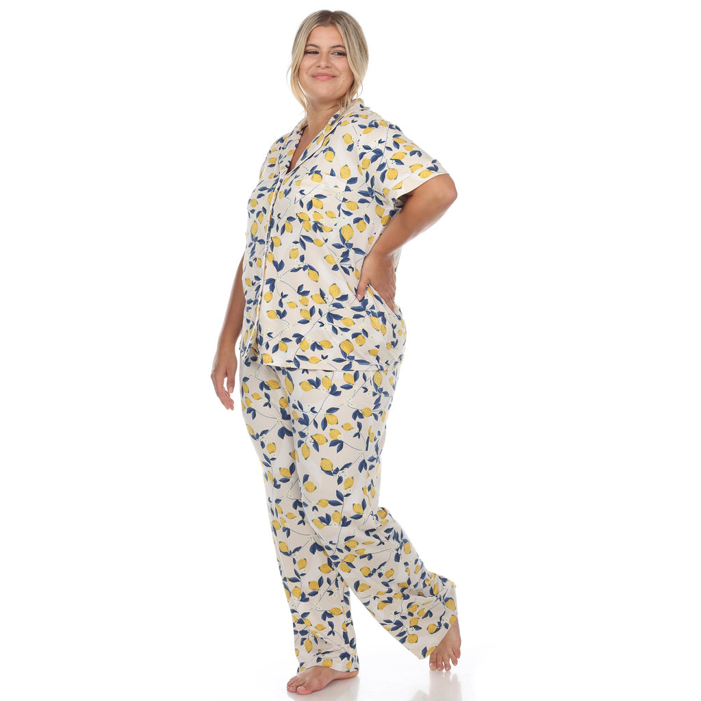 Tropical Print Pajama Set - Plus