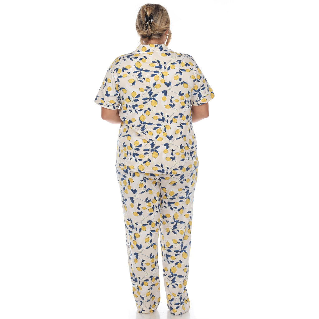 Tropical Print Pajama Set - Plus