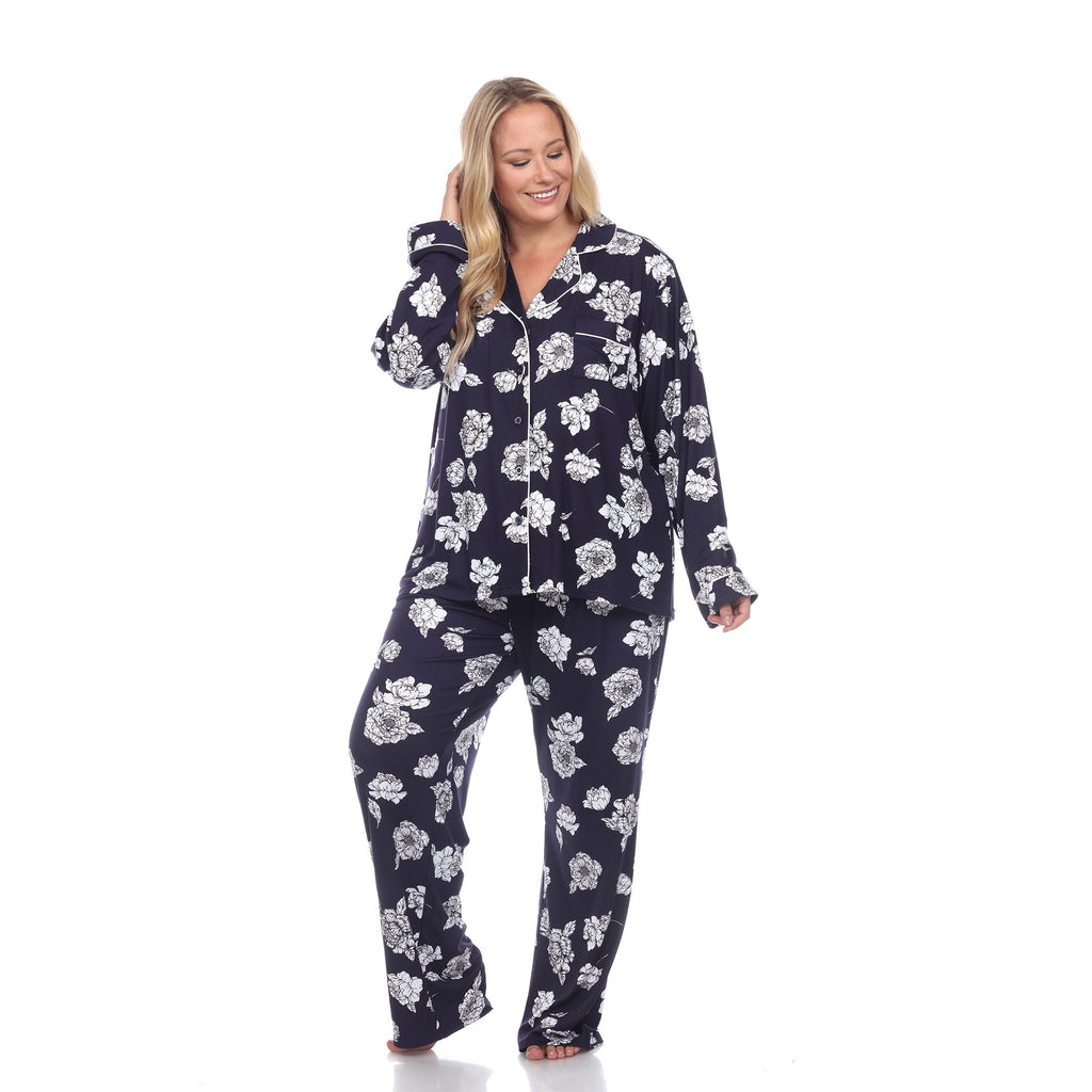 Long Sleeve Floral Pajama Set - Plus