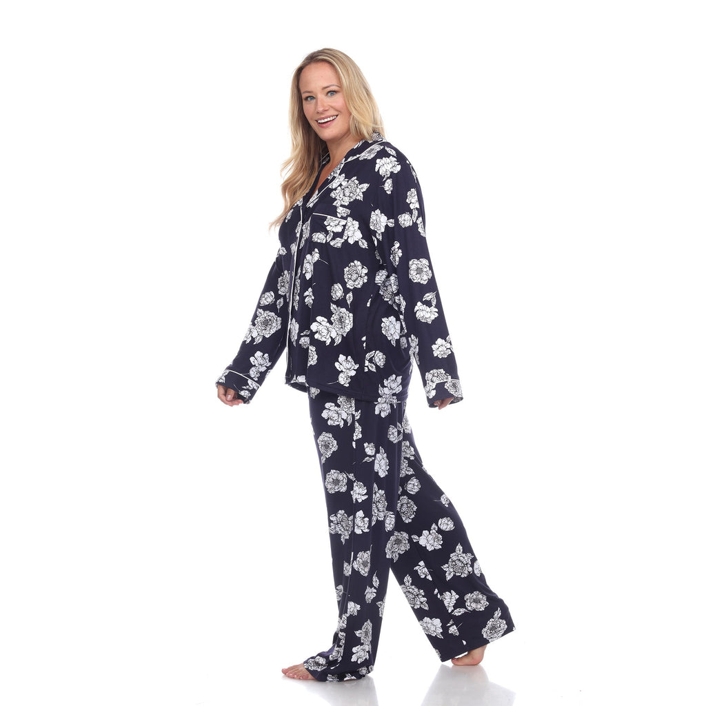 Long Sleeve Floral Pajama Set - Plus